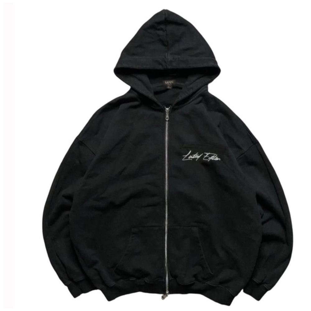 BOOHOOMAN • Boxy Embroidery Denim Hoodie Limited Edition